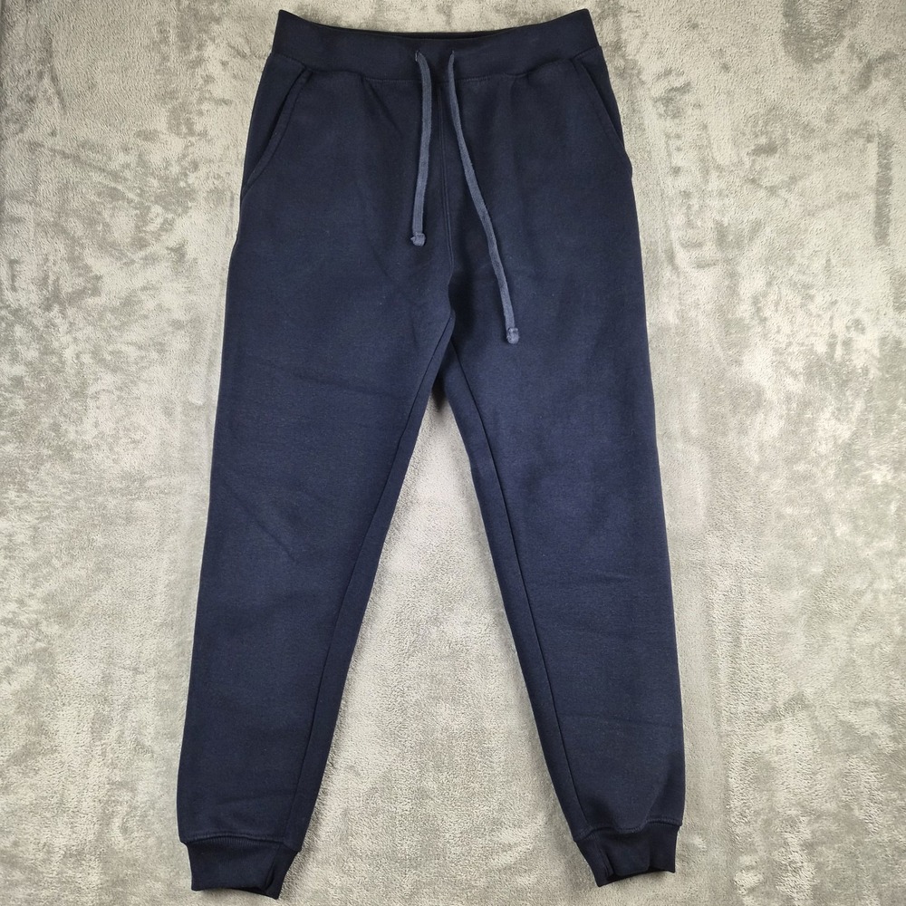 Vineyard Crew Jogger Fleece Pants Mens Medium Navy Blue Elastic Waist Drawstring